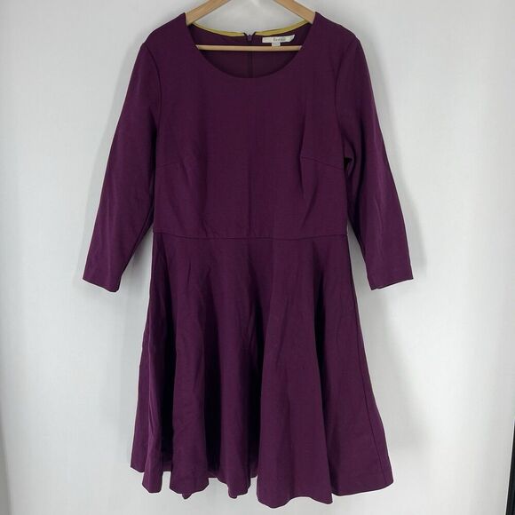 Boden Dresses & Skirts - Boden Dress Size 16R Womens Berry Ponte Knit 3/4 Sleeve Classic Career Twirl